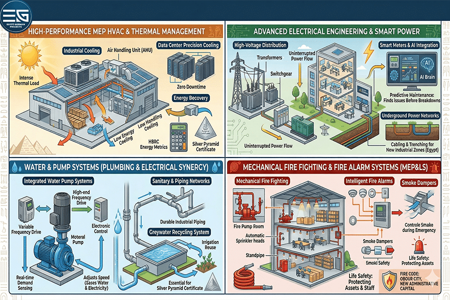 Turnkey MEP Construction Lifecycle. Includes BIM-led HVAC, Smart Power, Fire Safety & Silver Pyramid compliance for 2026