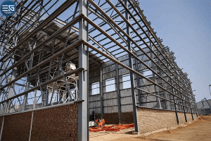 Steel structure installation for the Sudan Cotton Gin Hangar project by Egypt German 2026