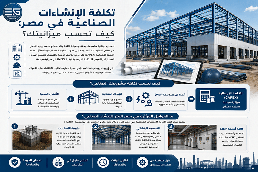 استخدام تقنيات نمذجة معلومات البناء BIM لحساب كميات بناء مصانع مصر ومنع التعارضات الهندسية لتقليل التكلفة