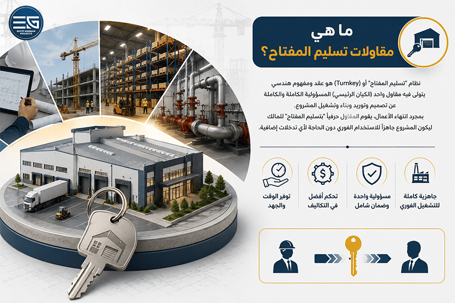 مراحل عمل شركة مقاولات تسليم مفتاح في مصر من التصميم إلى التشغيل